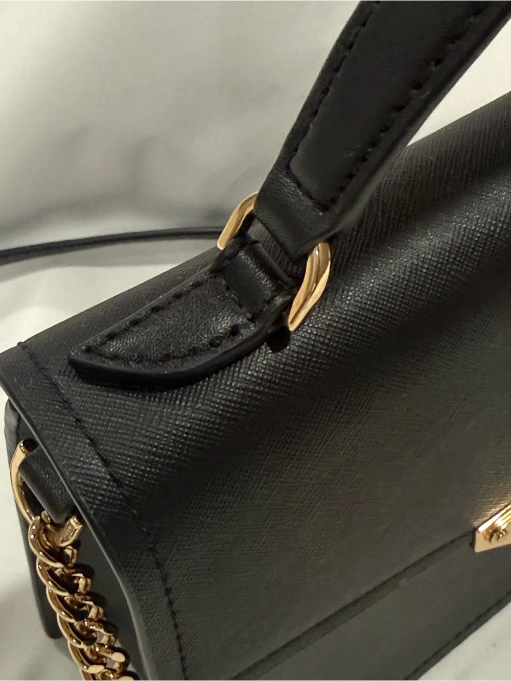 Michael Kors Black Saffiano Top-Handle Satchel with Gold Hardware